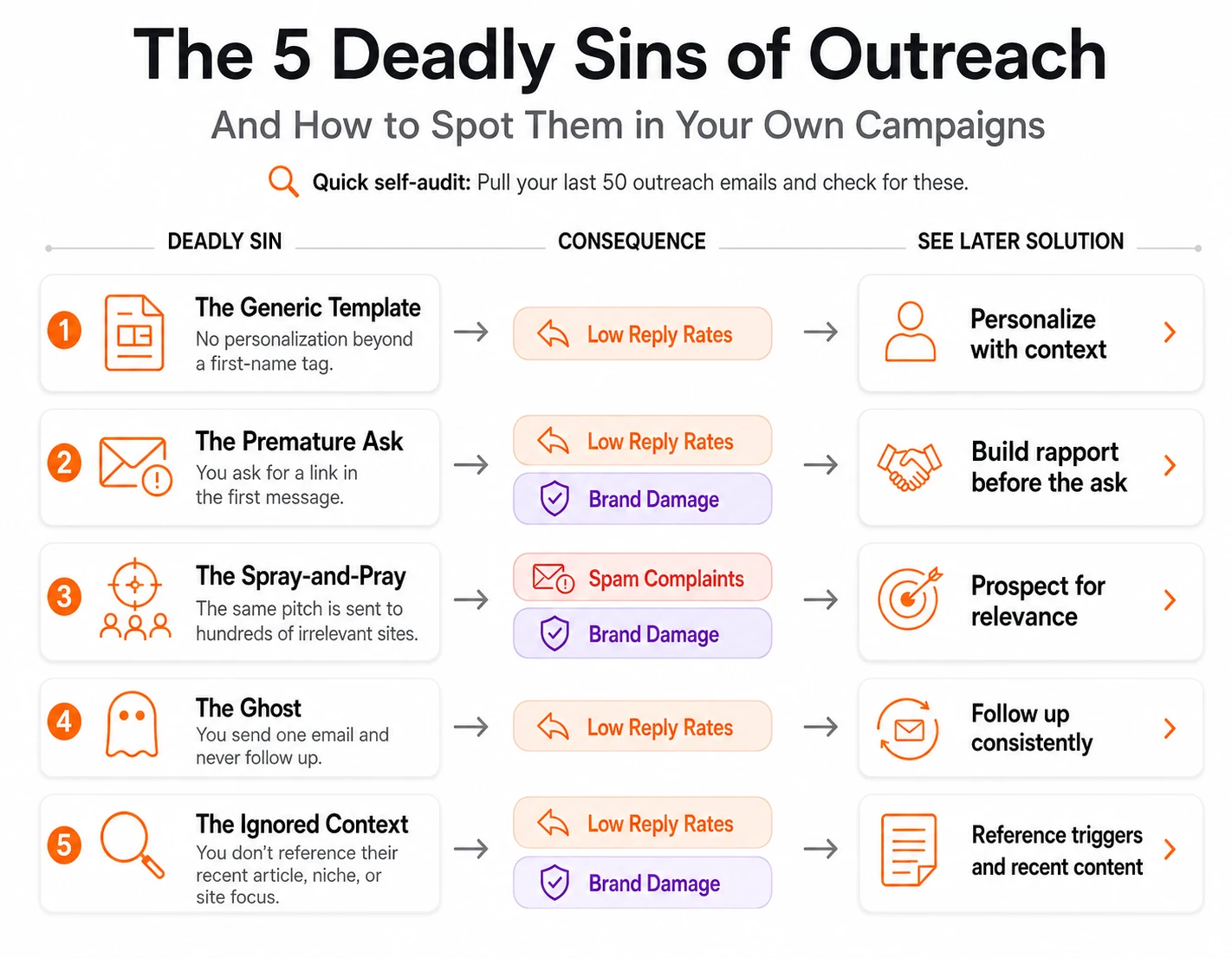 A flowchart that maps each deadly sin to its consequence
